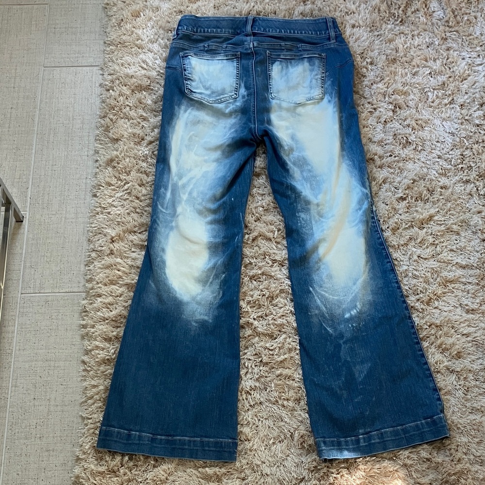 Torrid Distressed Blue Flare Jeans - Picture 3 of 5
